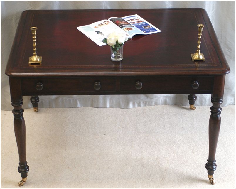3042 Antique William IV Mahogany Library Table - Rear Dummy Drawers